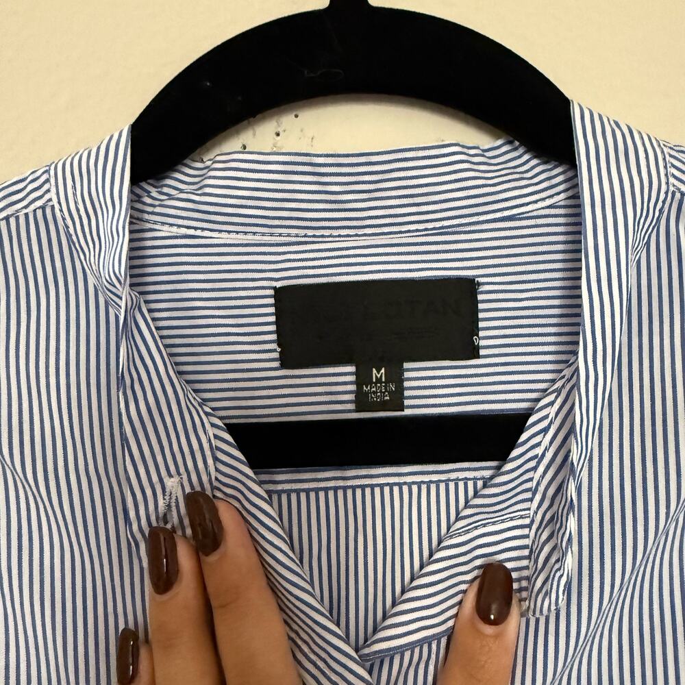 Nili Lotan 100% Cotton Stripped Button Up Shirt sz Medium - Picture 3 of 8